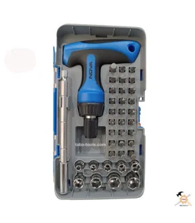 ست بیت و بکس 38 پارچه با دسته جغجغه T شکل 1355 نووا