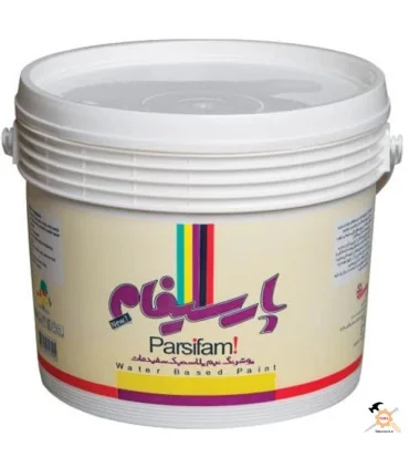 رنگ نیم پلاستیک سفید مات درجه 1 پارسیفام دبه 12/5 کیلویی