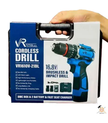 دریل شارژی چکشی 16/8ولت براشلس ویوارکس VR1610V-21BL
