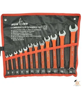 مجموعه 12 عددی آچار یک سر تخت و یکسر رینگی هانتر مدل HN-12