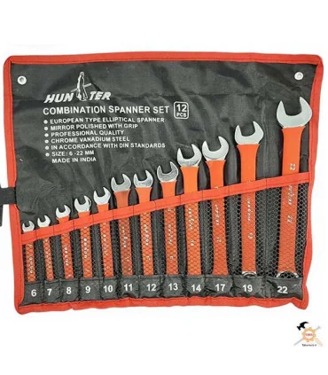 مجموعه 12 عددی آچار یک سر تخت و یکسر رینگی هانتر مدل HN-12