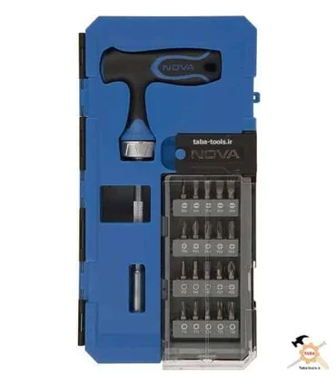 مجموعه بیت 25 عددی با پیچ گوشتی T جغجغه ای مدل NTS 1333 نووا