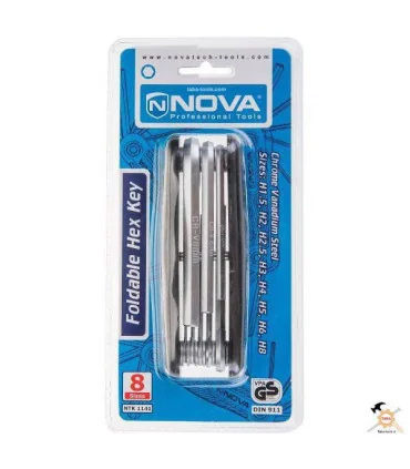 آچار آلن 6 گوش چاقویی 8 تایی مدل NTK1141 نووا