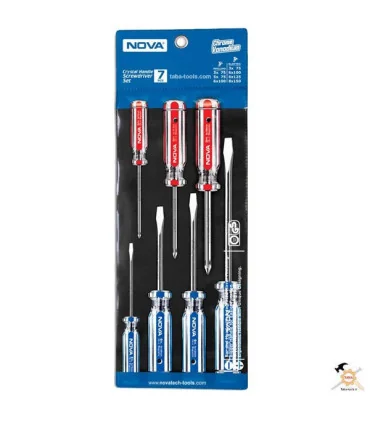 ست پیچ گوشتی دسته کریستالی 7 عددی مدل NTS 1015 نووا