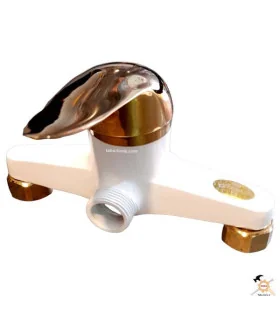 شیر اهرمی آفتابه سفید طلایی آراسته