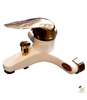 شیر اهرمی دوش سفید طلایی آراسته