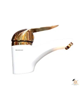 شیر اهرمی روشویی سفید طلایی آراسته