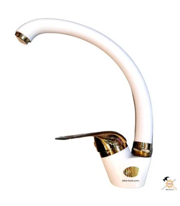 شیر اهرمی روشویی سفید طلایی آراسته