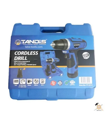 دریل شارژی 12 ولت دو باطری تندیس