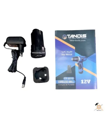 دریل شارژی 12 ولت دو باطری تندیس