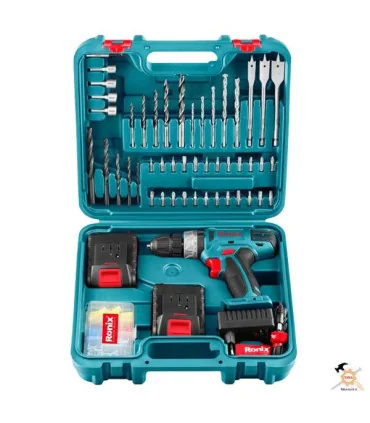 کیت دریل شارژی 18 ولت 53 پارچه مدل 8019 رونیکس