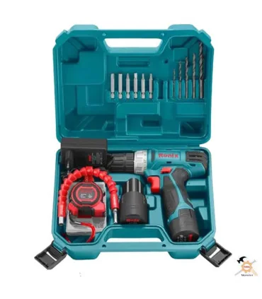 کیت دریل شارژی 12 ولت 19 پارچه مدل 8012 رونیکس